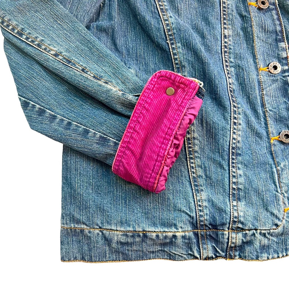 L.L. Bean Blue Jean Jacket with Pink Accents - Picture 2 of 11